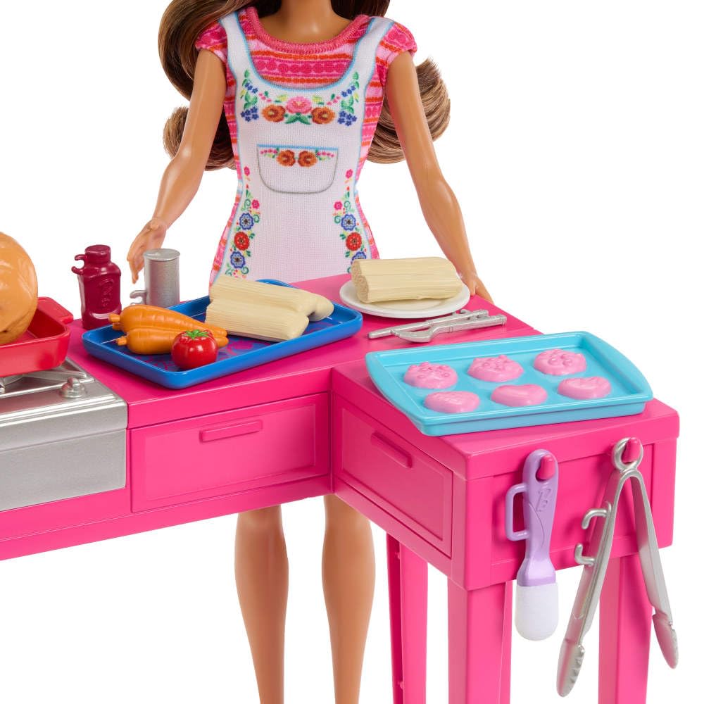 Barbie Teresa chicken-and-vegetables playset offers realistic kitchen storytelling
