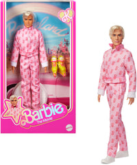 Barbie The Movie Ken collectible doll in pink jumpsuit for display and fan collection.