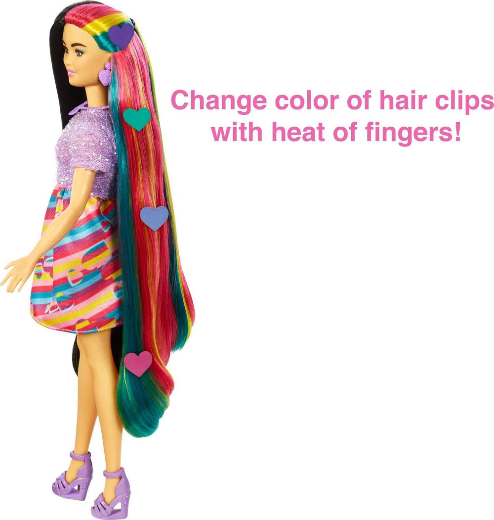 Barbie purse, sunglasses, and necklace boost complete styling looks.