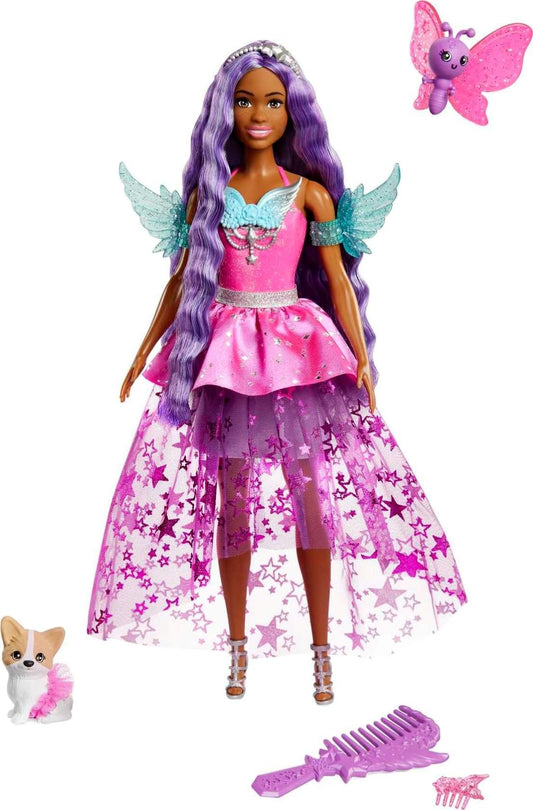 Barbie Touch of Magic Brooklyn dress detail showcases shimmering fabric for imaginative play.