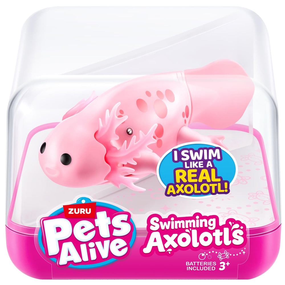 BargainsMania Pets Alive Pink axolotl front view shows playful underwater motion