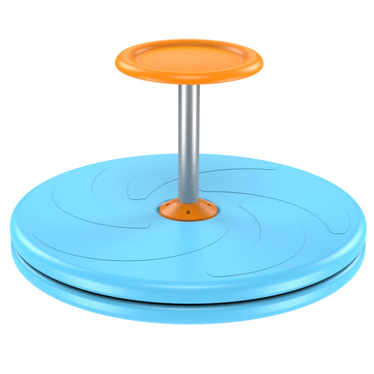 BARNEY KAITE BS Spinner-X blue seated spinner front view for indoor play and balance