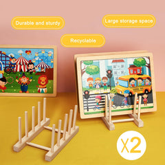 Barydat wooden puzzle rack closeup reveals natural grain and smooth finish.