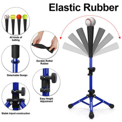Durable wrapped rubber top provides realistic contact during swings.