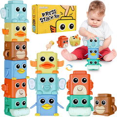 BASUN animal-stack crab push enhances sensory play with interactive expressions