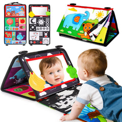 Basytodio baby mirror tummy time toy encourages head-raise during play