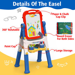 Basytodio easel with double sided magnetic board for chalk and dry erase art