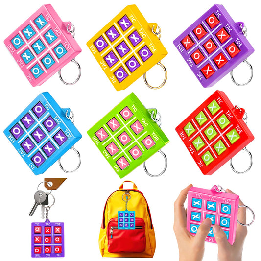 Basytodio tic tac toe keychain colorful set, ideal party favors for kids and classroom prizes