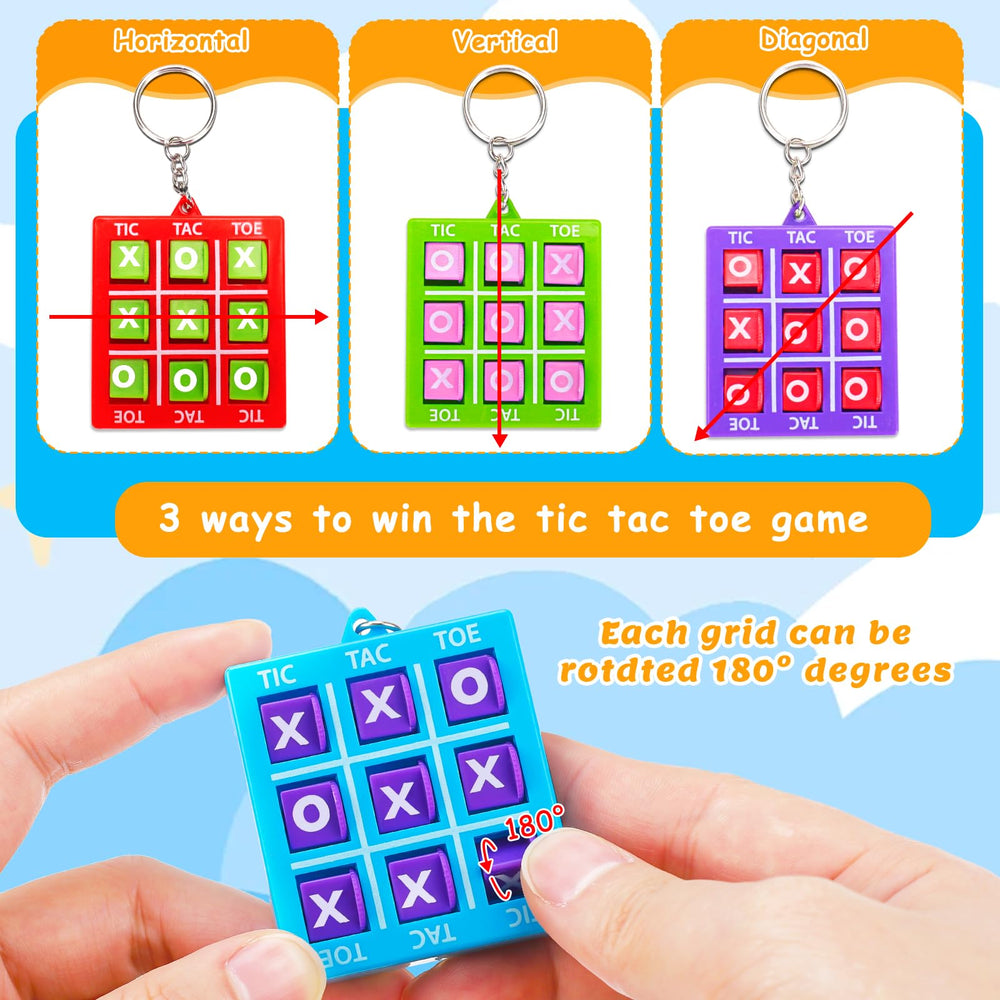 Basytodio tic tac toe keychain durable plastic with metal chain for long-lasting use