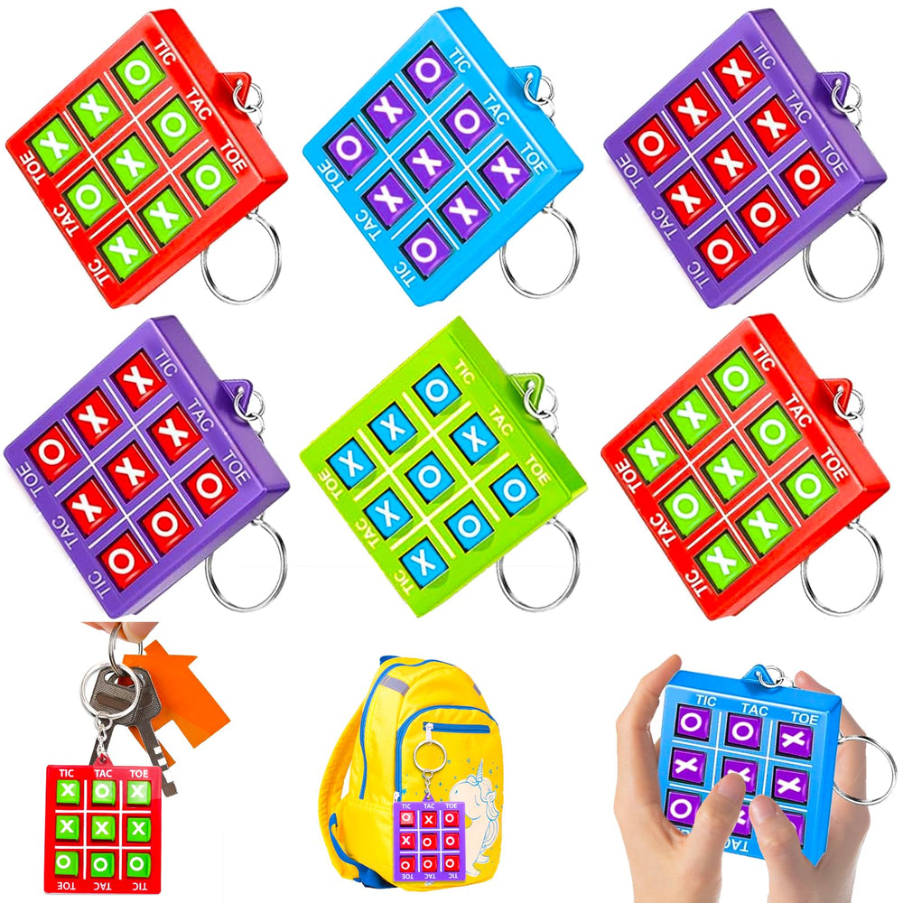Basytodio tic tac toe keychains set in bright colors, perfect party favors and classroom rewards.