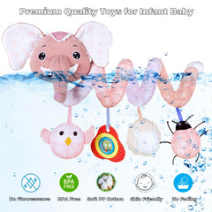 BATOHO Pink Elephant Car Seat Toy: attaches easily to strollers and cribs for soothing play.