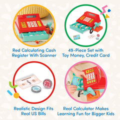 Battat calculator for kids aiding quick arithmetic during play sessions.