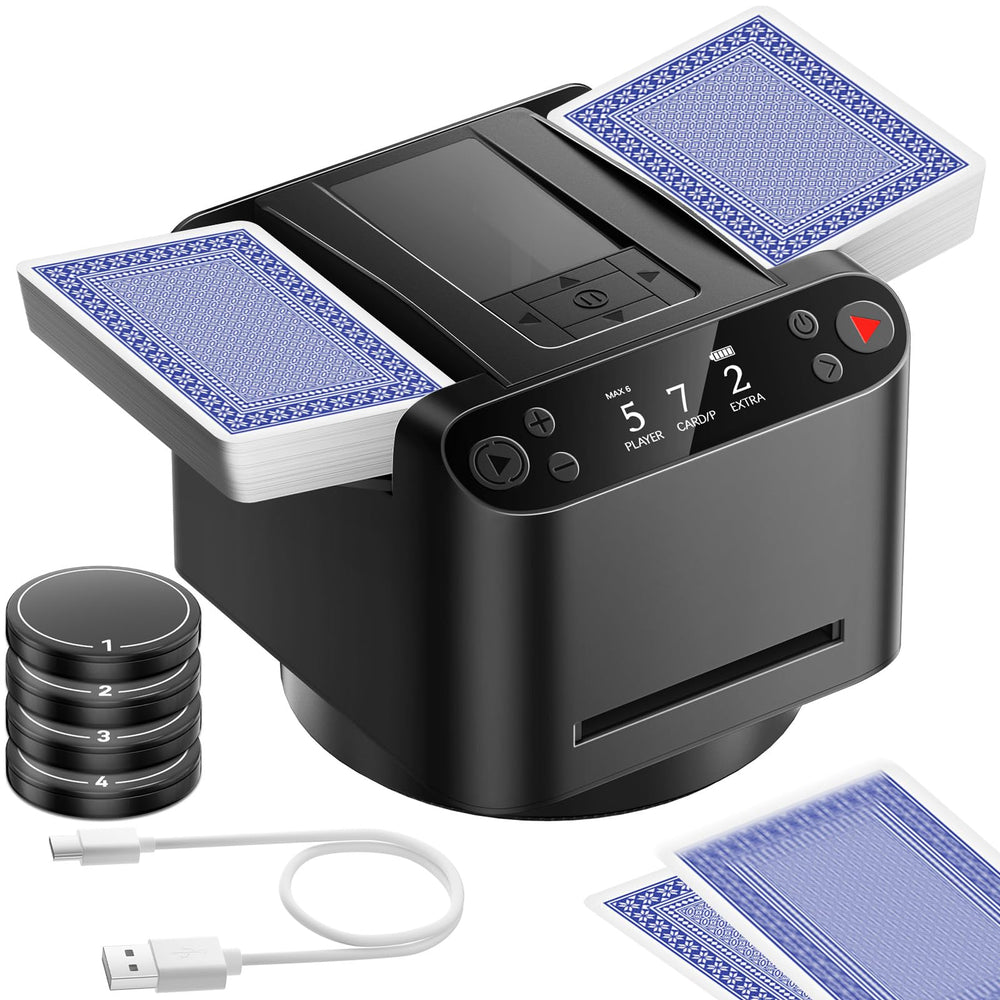 BATURU 2-in-1 shuffler and dealer in compact design for quick setup during game nights.