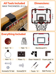 BATURU door-compatible hoop fits most doors up to 2.1 inches thick.