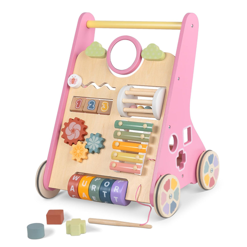 Bautia baby walker panel promotes hand-eye coordination during play
