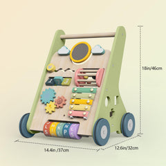 Bautia walker with silent rubber wheels protects floors while babies learn to walk.