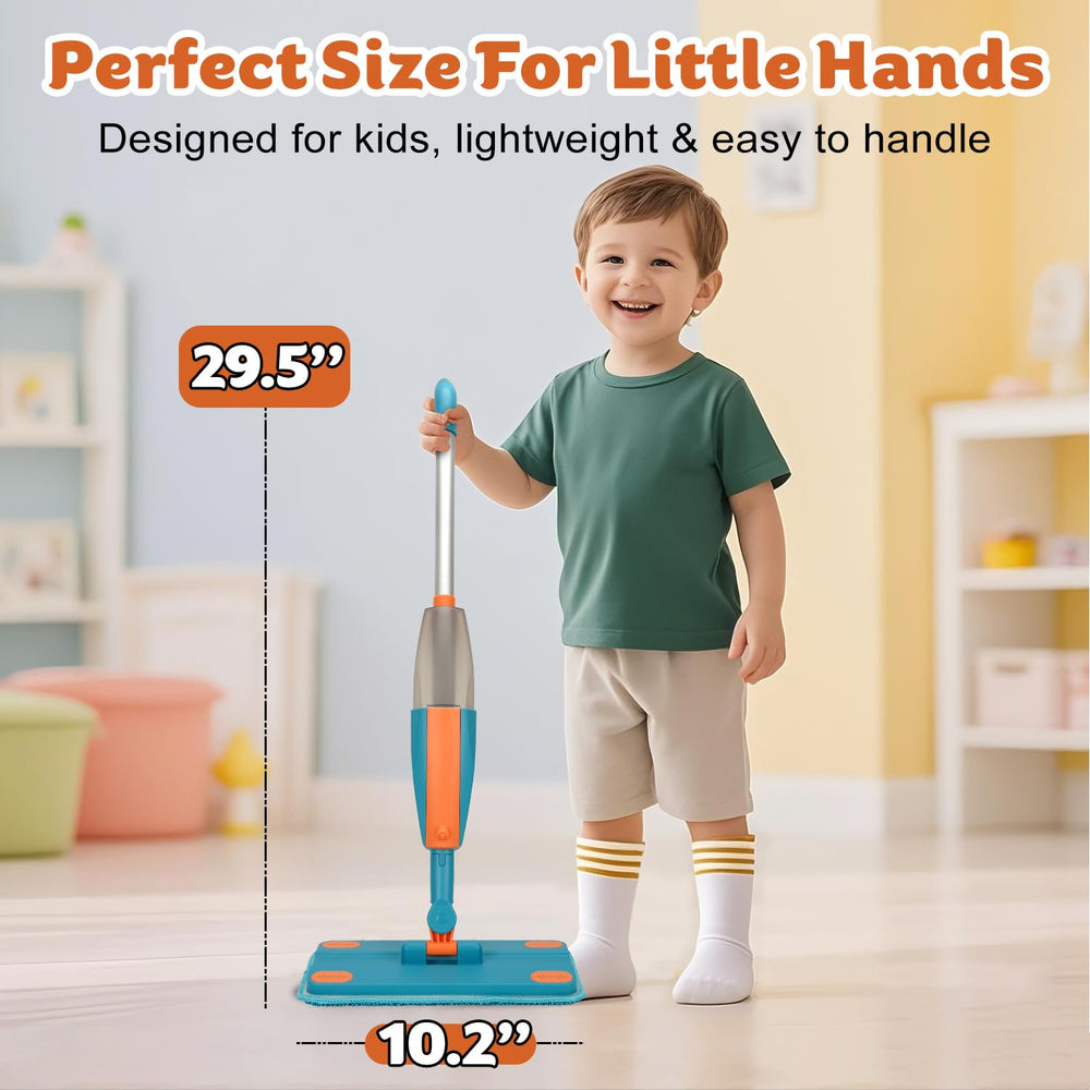 BAYMI Kids Spray Mop includes bonus scraper for scrubbing pretend spills