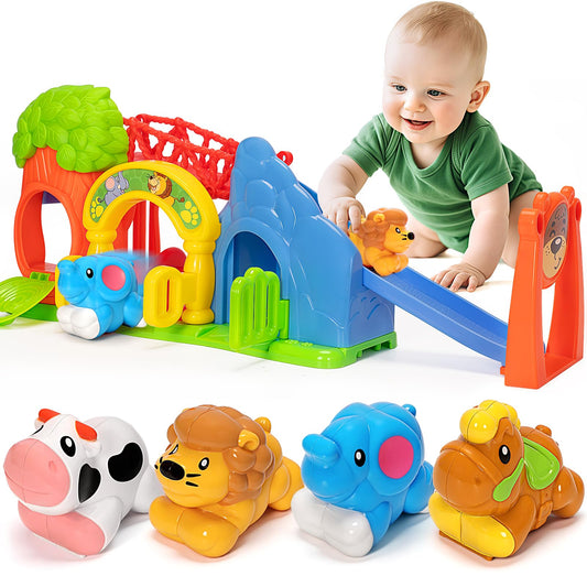 BAYSING zoo-slide-playset boosts imagination during open-ended toddler play.