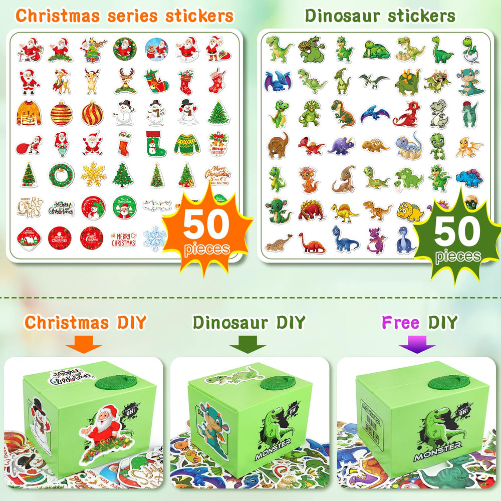 BBGISHO dinosaur piggy bank includes DIY sticker set for personalization
