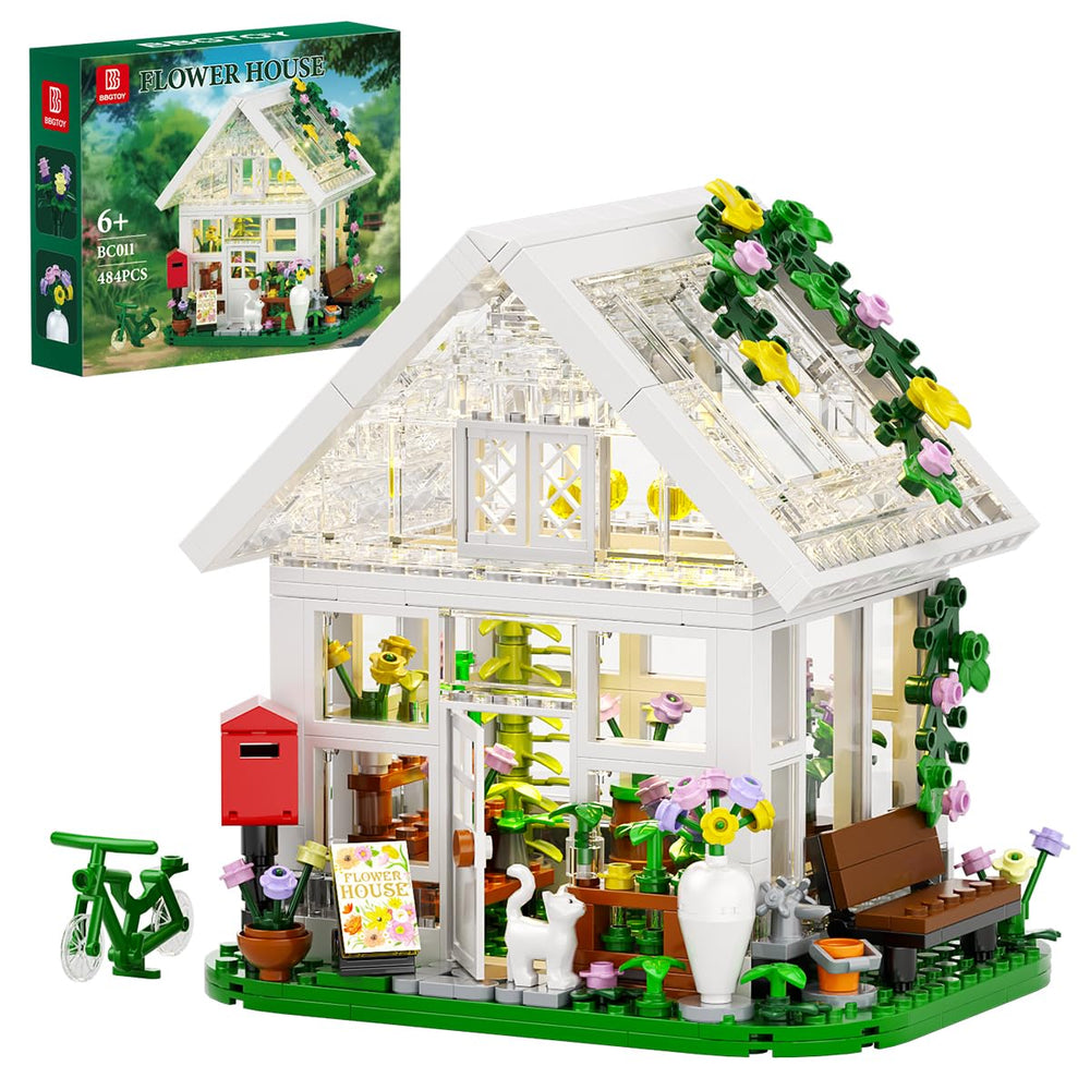 BBGTOY Girls Flower House front view, compatible with Lego Friends sets for cohesive play
