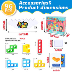 BBnote 96pcs Stack Game components - colorful blocks that invite creative stacking.