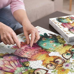 BBOLDIN chicken puzzle with oversized glasses, playful art for relaxation.