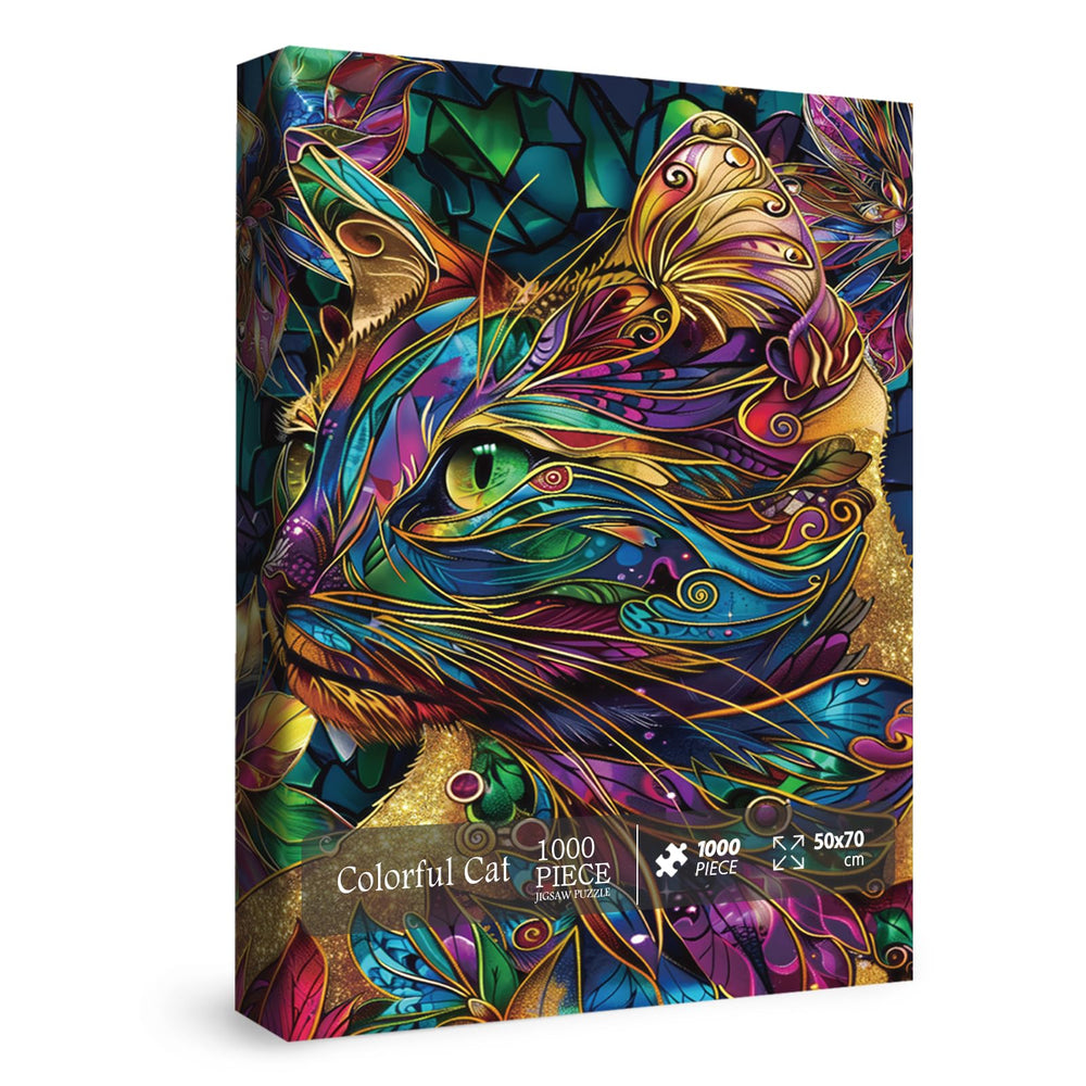 BBOLDIN Colorful Cats Puzzle assembled art ready to frame as lively wall decor.