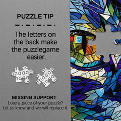 BBOLDIN completed puzzle measures 70 by 50 cm for display.