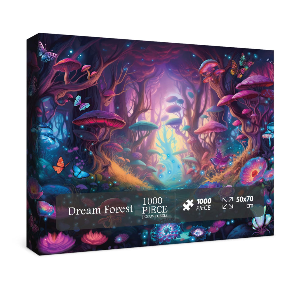 BBOLDIN magical forest puzzle box and poster showcasing a 1000-piece set for family evenings
