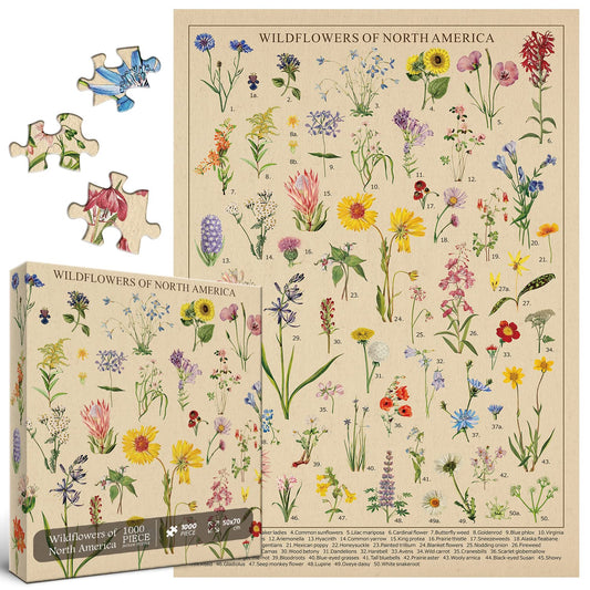 BBOLDIN Vintage Wildflowers Puzzle — 1000-piece floral scene for calming evenings.