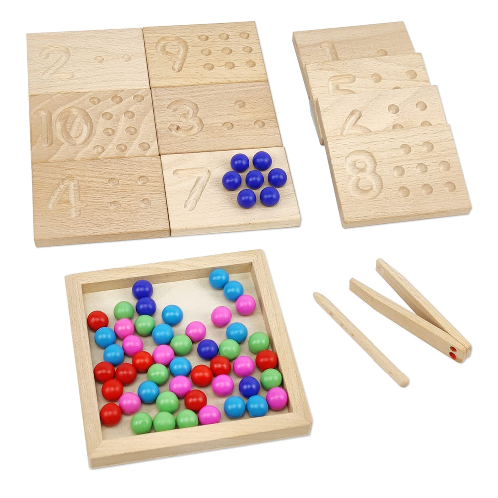 BBtinker wooden number tracing board set showing ten numeral boards for early math practice.