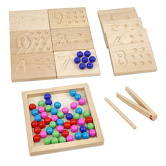 BBtinker wooden number tracing board set showing ten numeral boards for early math practice.