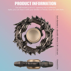 BBTO dragon fidget spinner, side profile, sleek metal design for calm moments