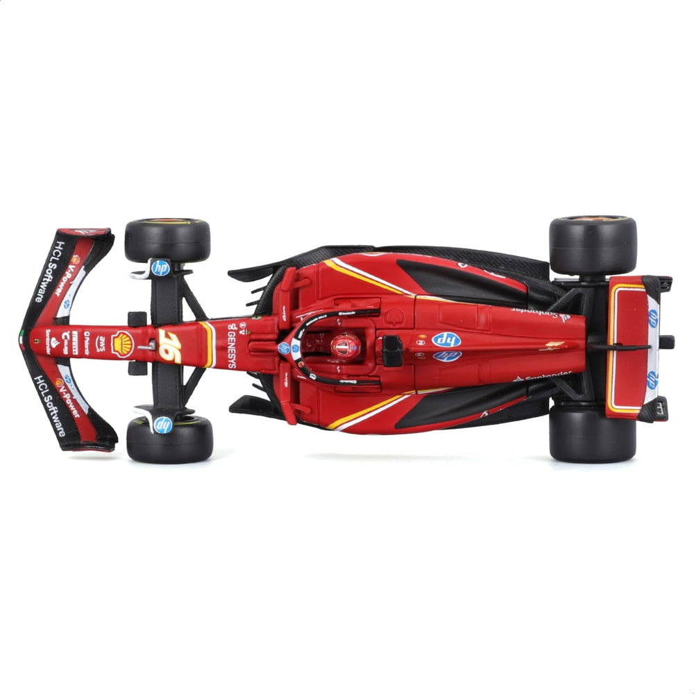 BBurago 1:43 Ferrari SF-24 Leclerc detailed decals reflect race livery accuracy.