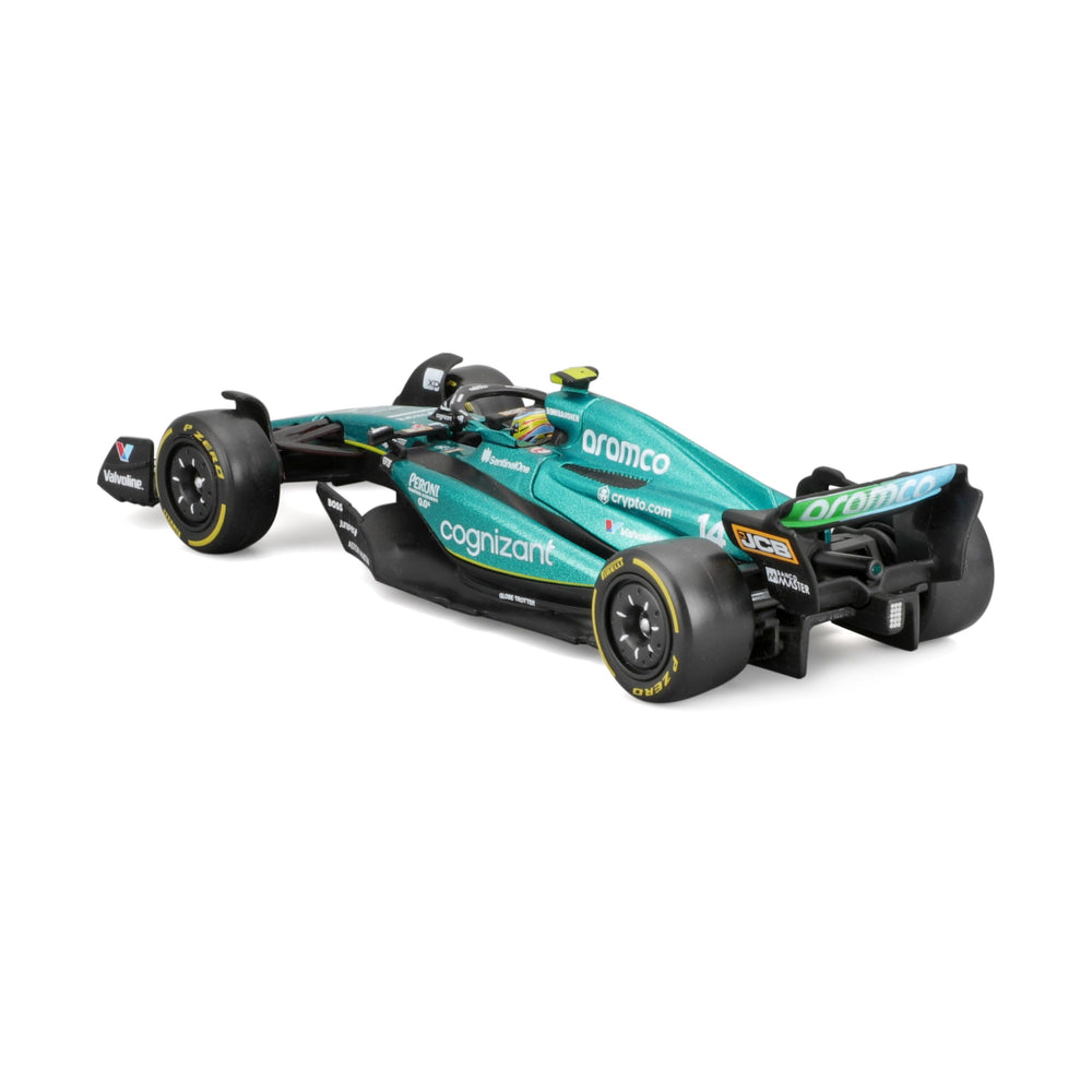 BBURAGO 1:43 Aston Martin AMR23 side profile emphasizes elegant silhouette and proportions