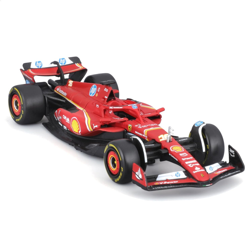Bburago Ferrari SF-24 2024 front view highlights precise silhouette and iconic shape.