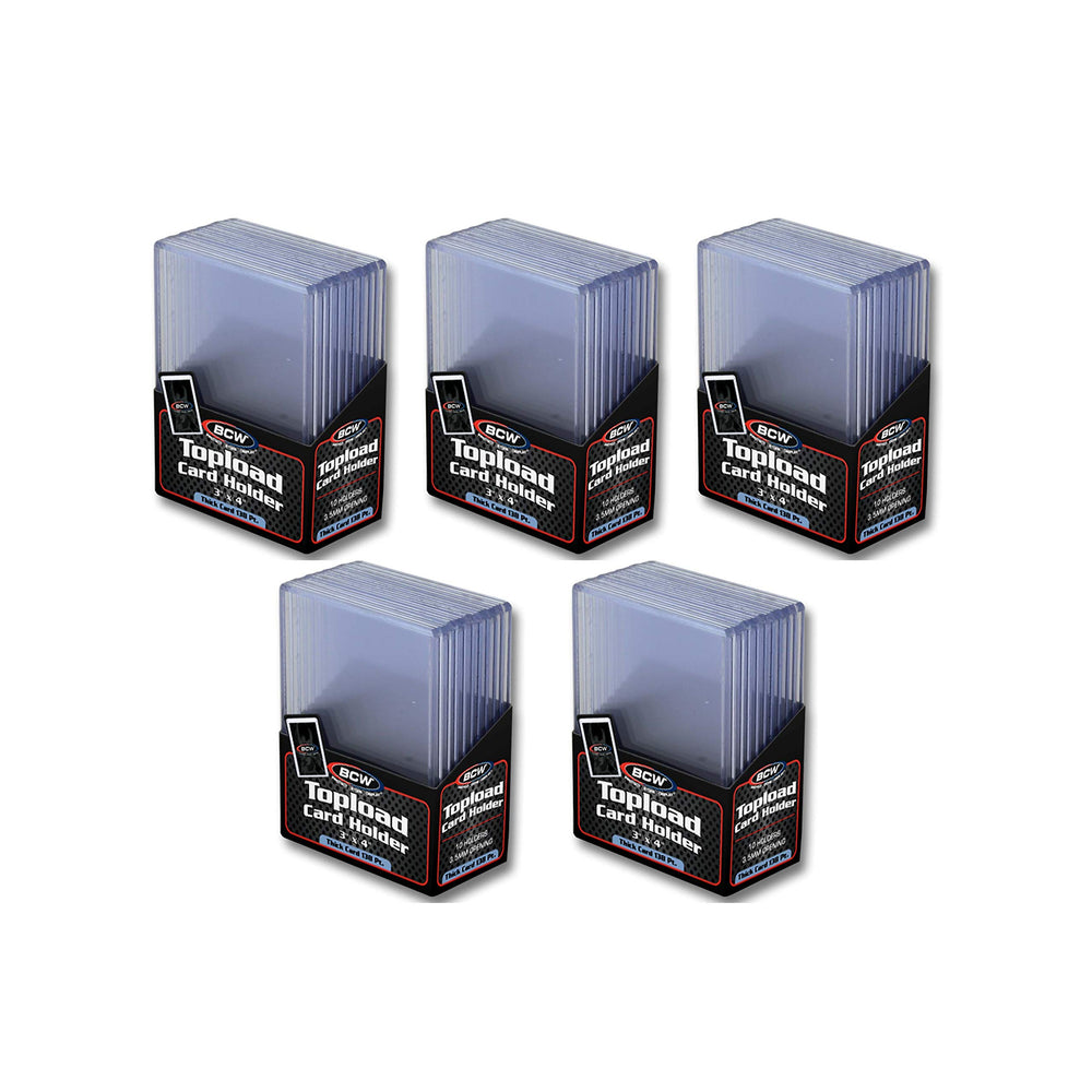 BCW 138pt thick topload holder pack 50 front view, bulk protection for memorabilia.