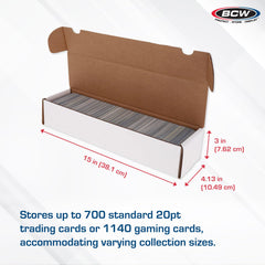 Stackable BCW 800ct boxes saving shelf space while protecting cards