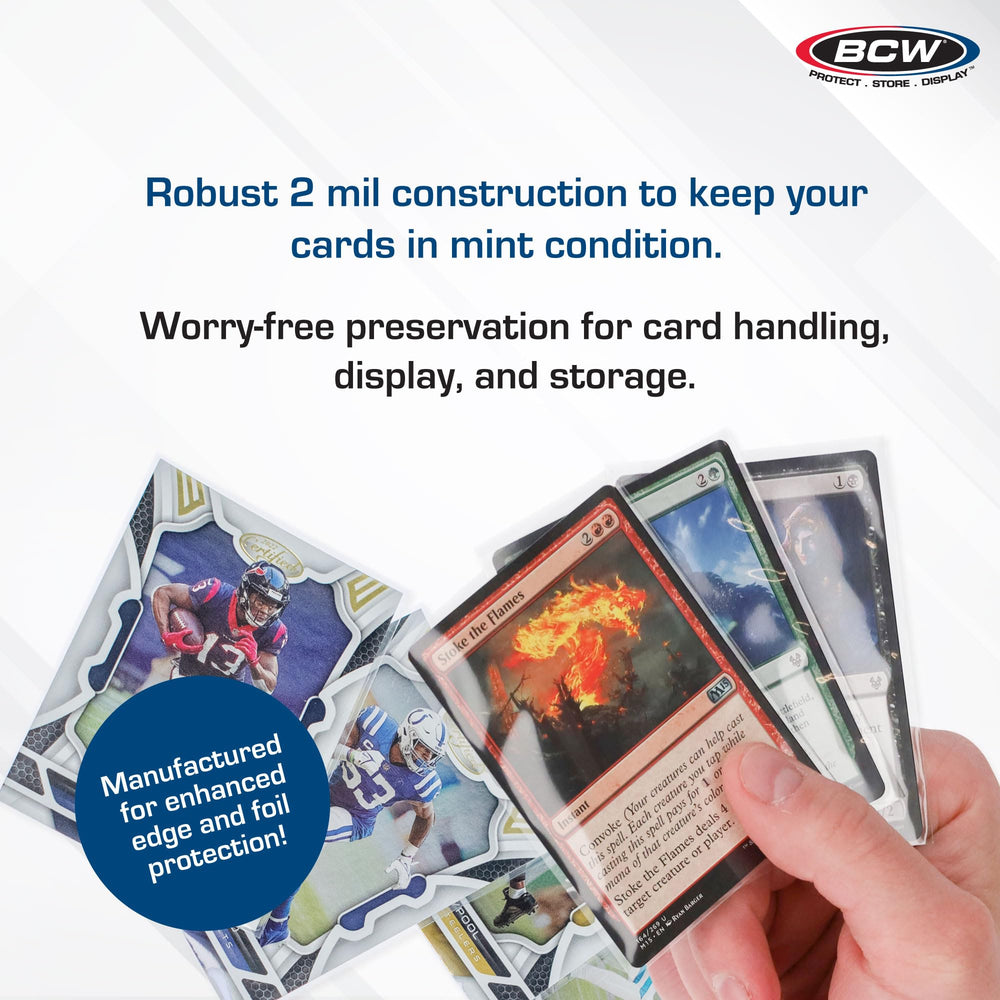 BCW baseball card display sleeve highlights details while staying protected.