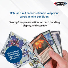 BCW baseball card display sleeve highlights details while staying protected.