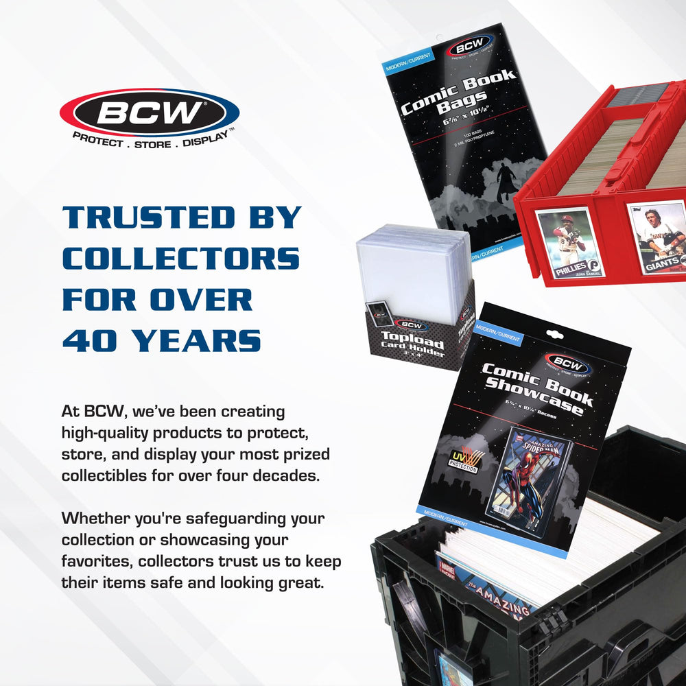 Durable acid-free plastic of the BCW bin protects cards.