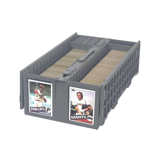 BCW Collectible Card Bin gray side view showing organized storage capacity