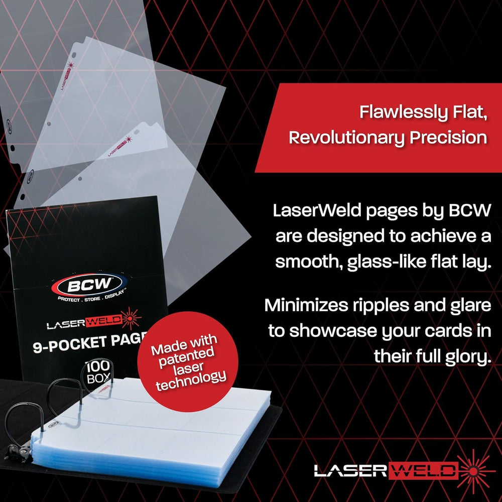 BCW LaserWeld 9-Pocket Pages durable seams protect cards during handling.