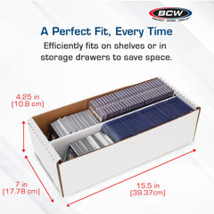 BCW Shoe Storage Card Box interior dimensions illustrate snug card fit.