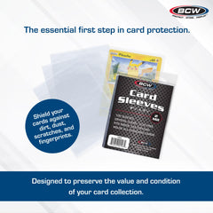 BCW sleeves stacked transparently for organized card storage and display.