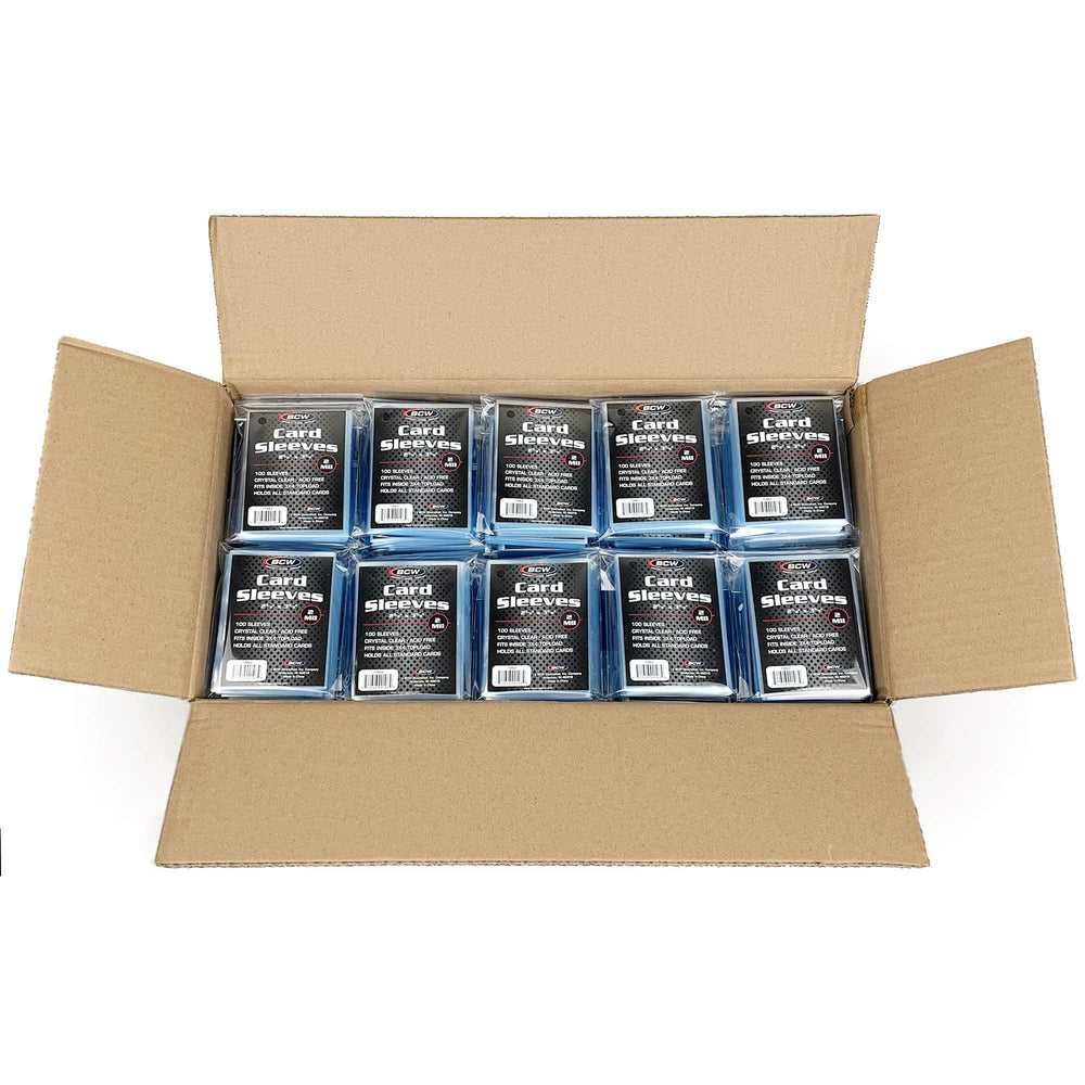 BCW standard card sleeves with crystal-clear visibility for showcasing cards.