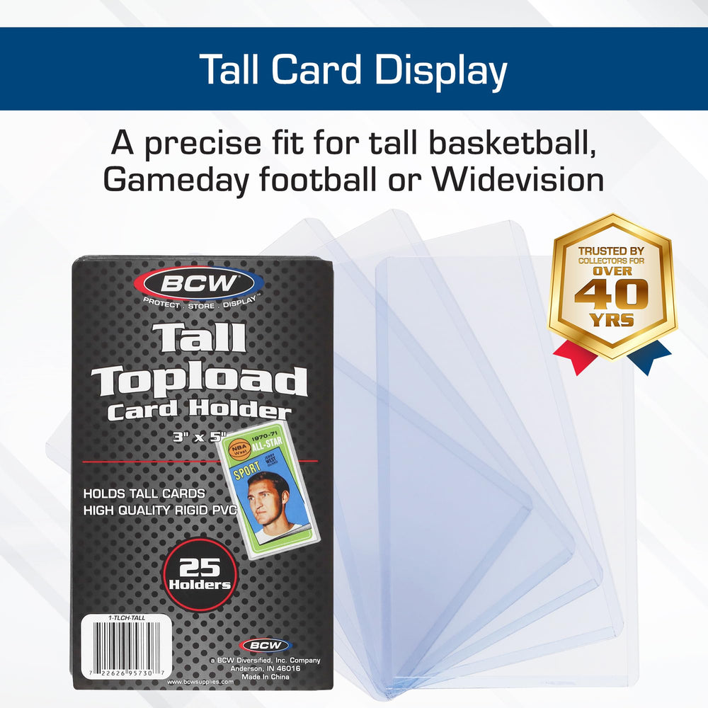 BCW tall card toploader provides a durable outer shell for long-term display
