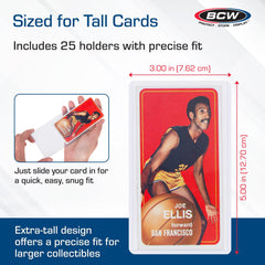BCW tall card toploader provides precise dimensions for a snug fit