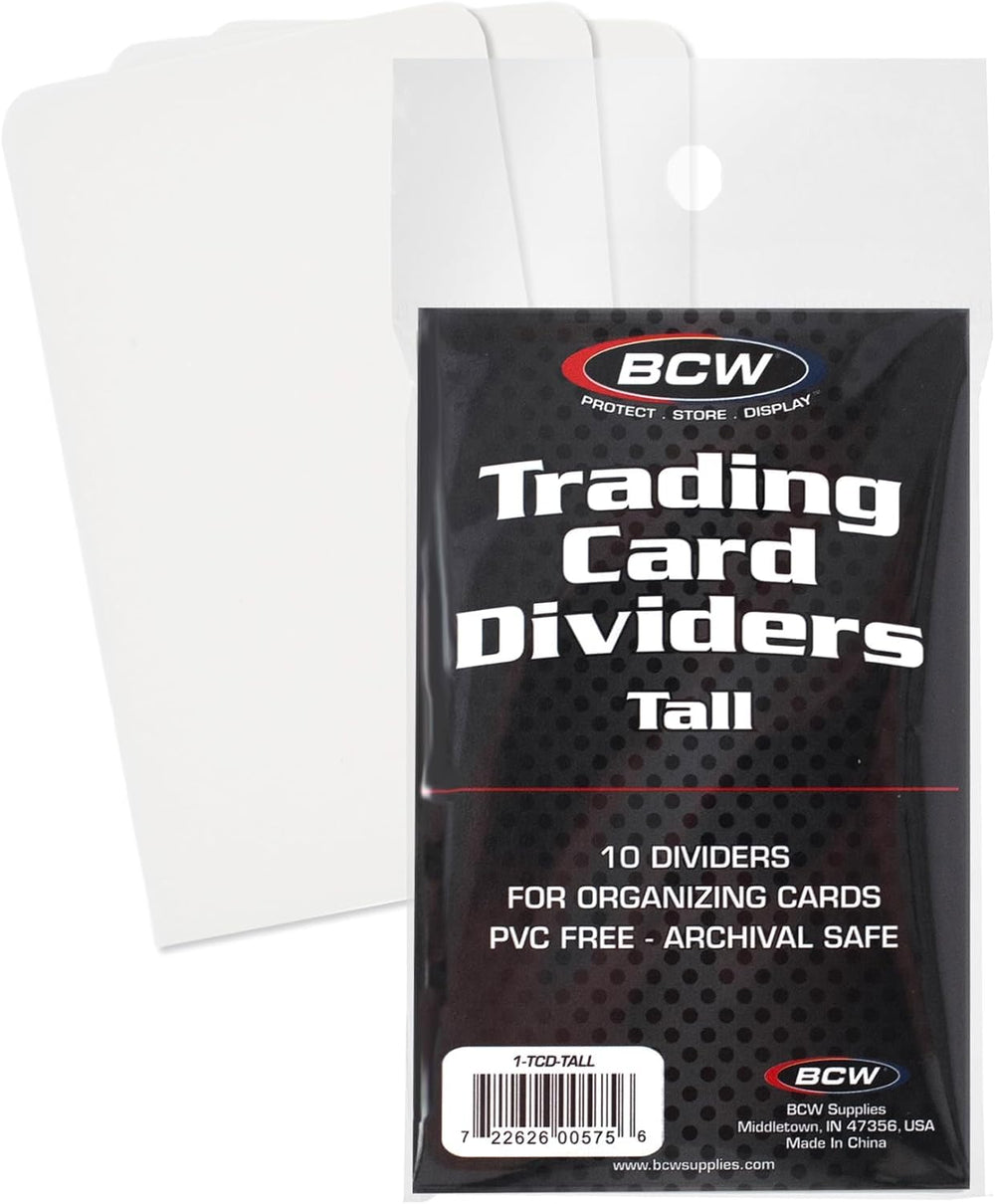 BCW tall trading card dividers with precision cut edges for a perfect fit