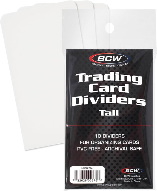 BCW tall trading card dividers with precision cut edges for a perfect fit